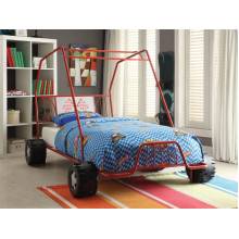 Xander Red Black Metal Racing Car Twin Bed